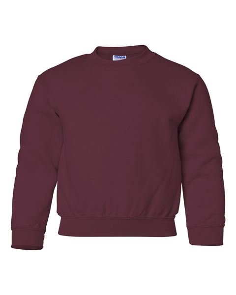 Maroon Gildan 18000B youth crewneck sweatshirts