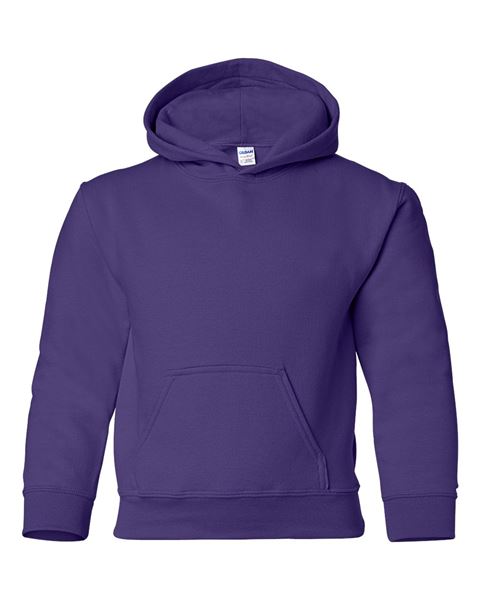 Purple Gildan 18500B youth pullover hoodies