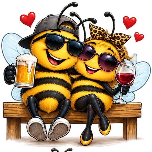 Two bee sweethearts enjoying a drink together.