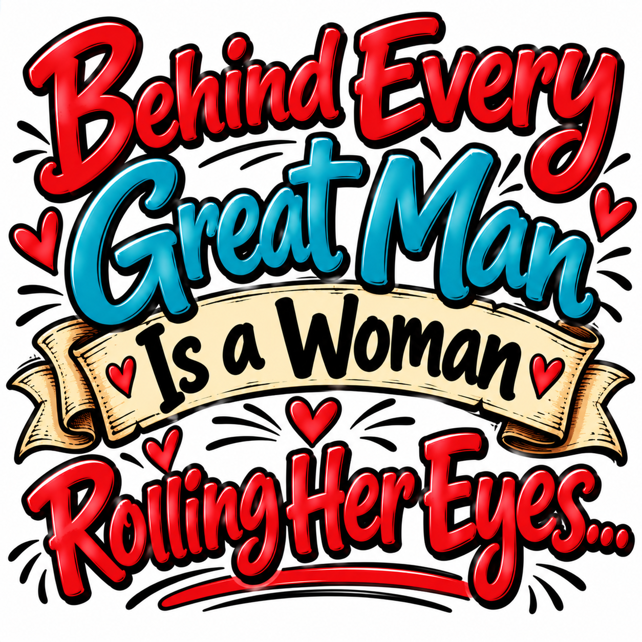 Behind Every Great Man Is a Woman Rolling Her Eyes… apparel design