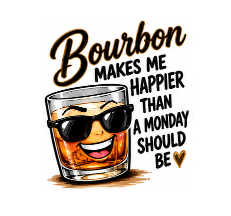Bourbon Makes Me Happier Than a Monday Should Be bourbon apparel design