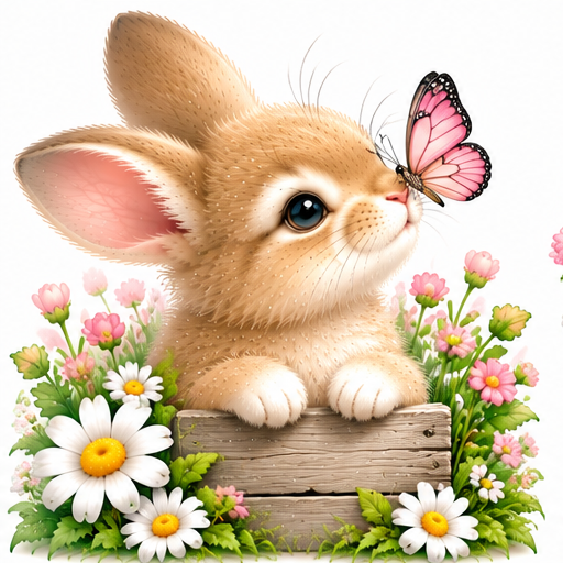 Butterfly Kisses — soft fluffy bunny design