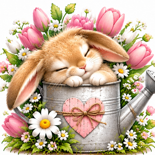 Watering Can Dreams — soft fluffy bunny design