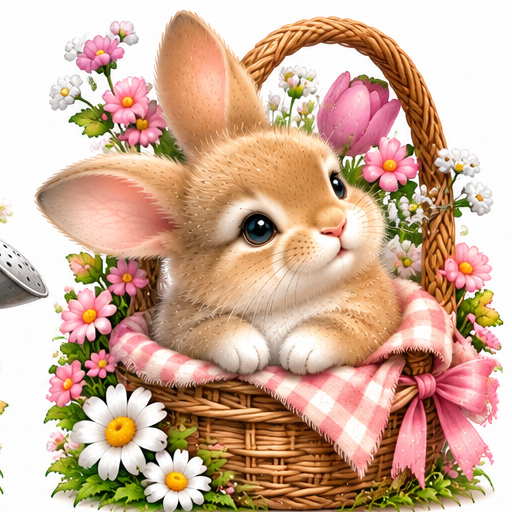 Basket of Sweetness — soft fluffy bunny design
