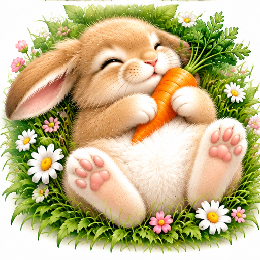 Carrot Cuddles — soft fluffy bunny design