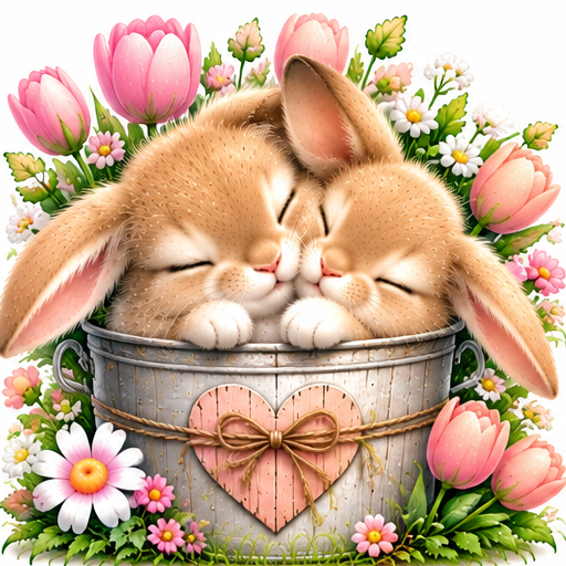 Sweethearts in Bloom — soft fluffy bunny design