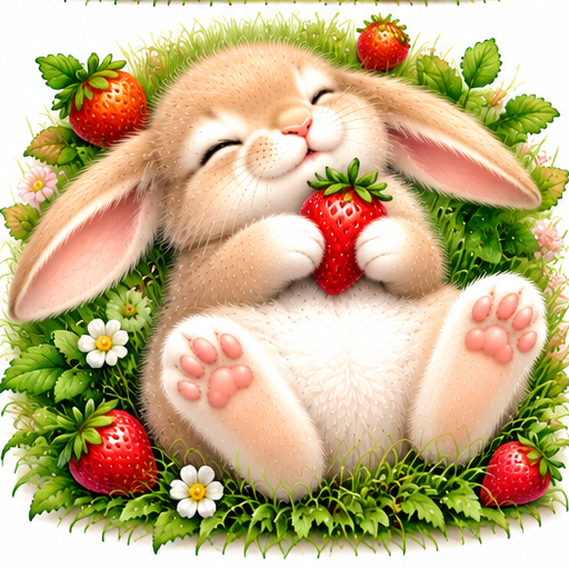 Strawberry Sweetheart — soft fluffy bunny design