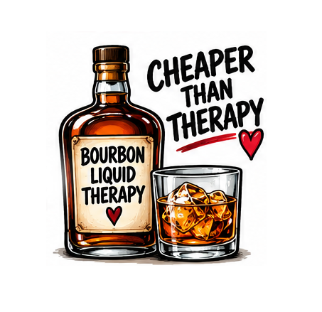 Cheaper Than Therapy bourbon apparel design