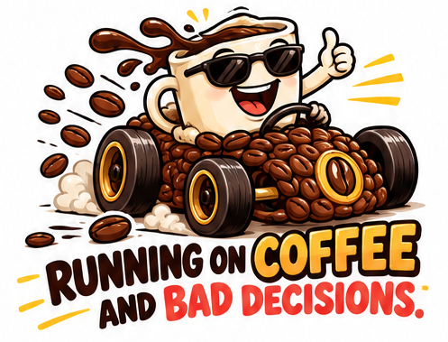 Running on Coffee and Bad Decisions. coffee apparel design