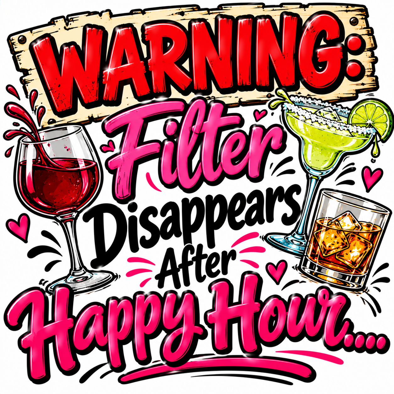 Warning: Filter Disappears After Happy Hour apparel design