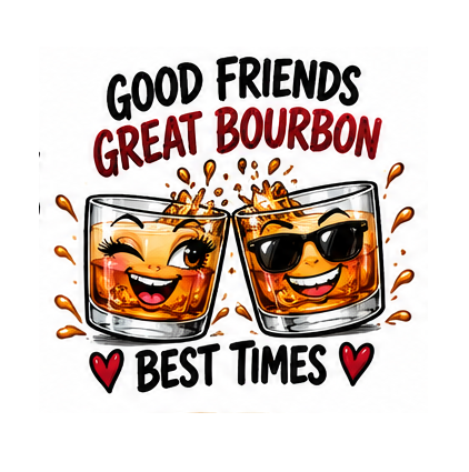 Good Friends, Great Bourbon, Best Times bourbon apparel design